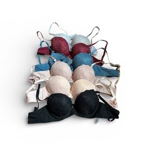 EUC Sofra Lace Bra Set - Black, Blue, Burgundy, Cream Six-Pack